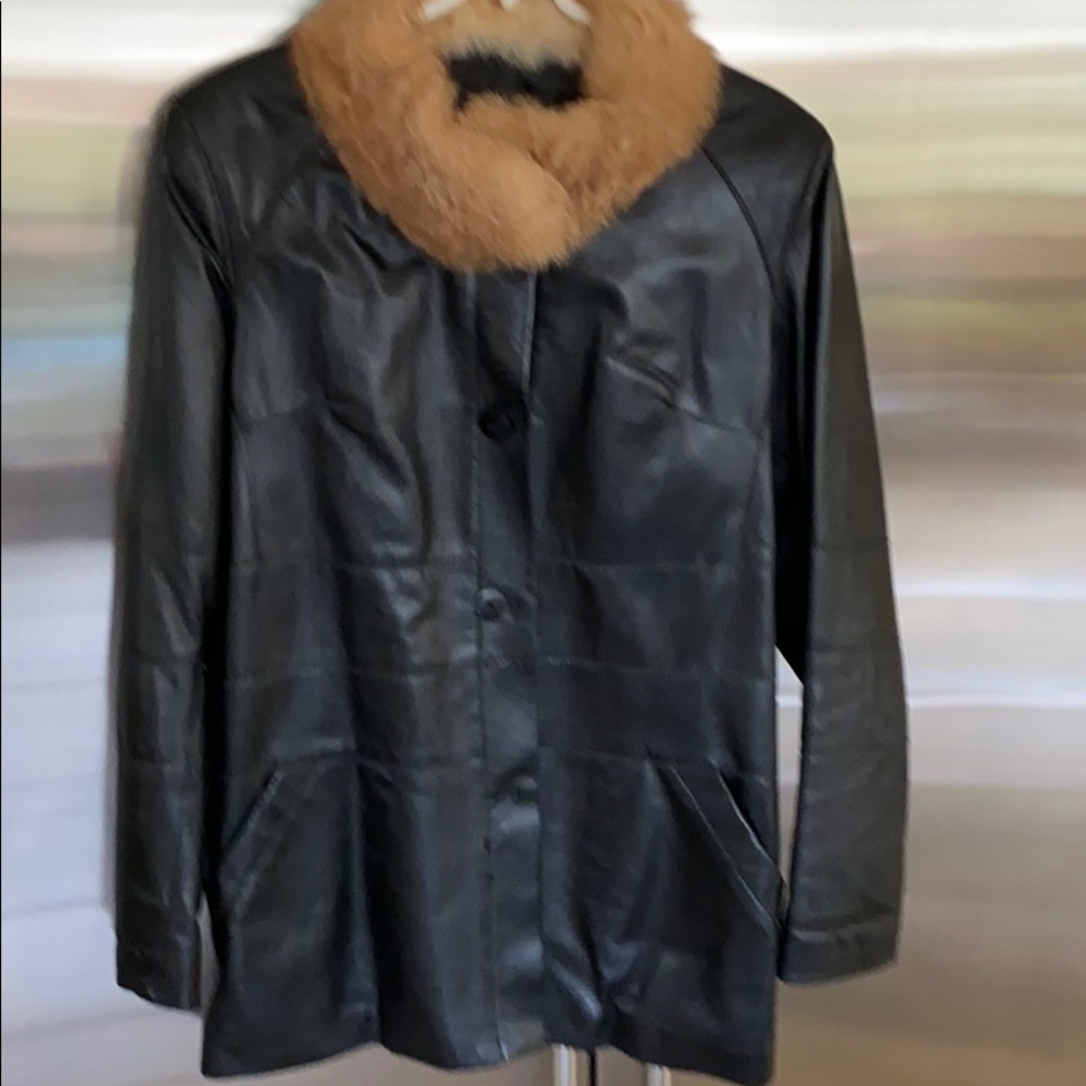 Vintage Olivieri leather fur collar made in Italy